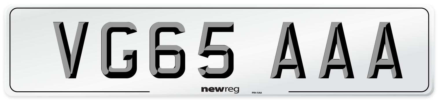 VG65 AAA Number Plate from New Reg